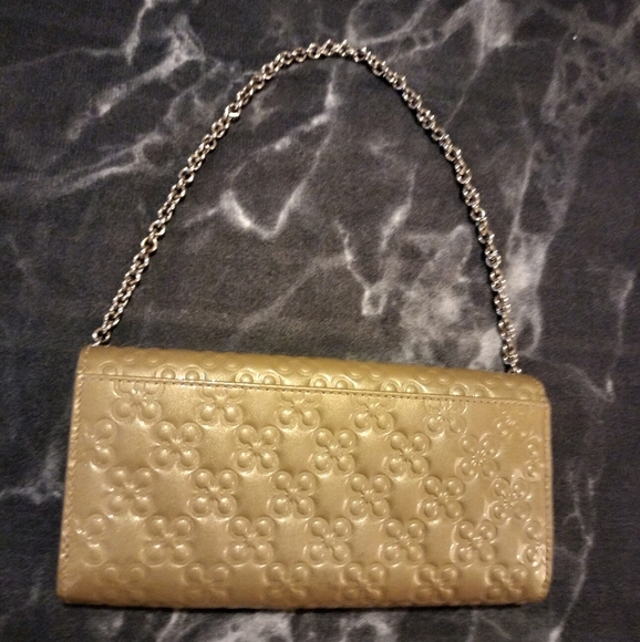 Rare Coach Elegant Gold Floral Embossed Chain Bag - Picture 2 of 7